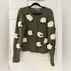 🐑 Sea New York Sheep Appliqué Cardigan – Size M – Excellent Condition 🐑